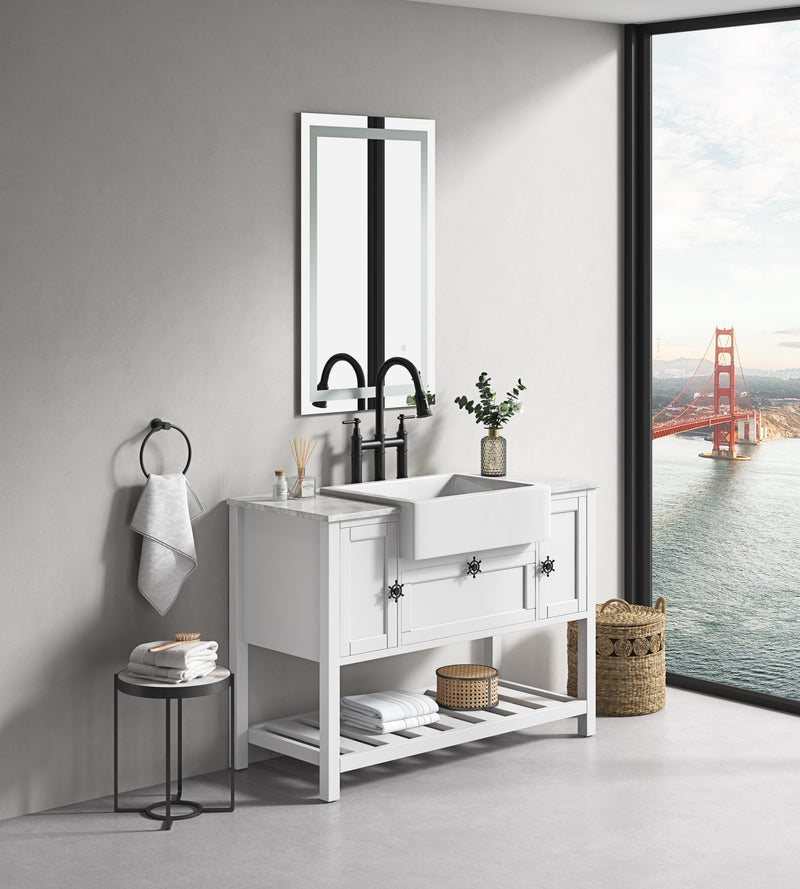 40x24 LED Lighted Bathroom Wall Mounted Mirror with High Lumen+Anti-Fog Separately Control+Dimmer Function