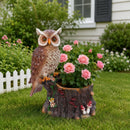 Sitting Owl with Tree Trunk Garden Planter by HouseOfZazla