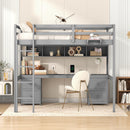 Loft Bed With Desk, Cabinets, Drawers, Charging Station And Bedside Tray by HouseOfZazla