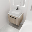 24" Modern Design Float Bathroom Vanity With Ceramic Basin Set, Wall Mounted White Oak Vanity With Soft Close Door, KD-PackingD-Packing Pieces