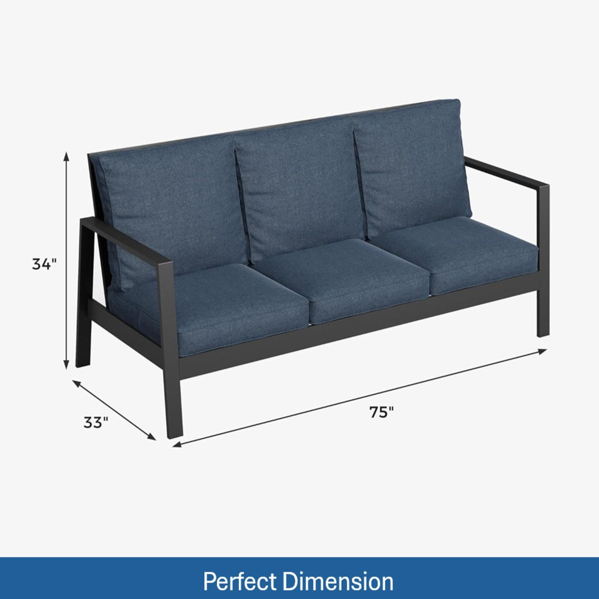 3 Seat All-Weather Patio Sofa With Cushions, photo 6 of 8