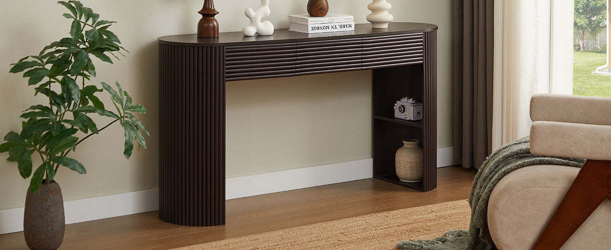 Retro Console Table with Storage, 3 Drawers, photo 3 of 10