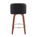 Toriano - Mid-Century Modern Fixed Height Counter Stool With Round Footrest (Set of 2)