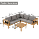 4 Pieces Outdoor Acacia Wood Sofa Set with Coffee Table