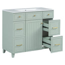 Bathroom Vanity With Ceramic Sink, Soft Close Doors, Adjustable Shelves by HouseOfZazla