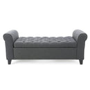 Hayes Contemporary Armed Storage Bench with Rolled Arms and Button Tufting by HouseOfZazla