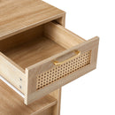 15.75" Rattan End table with drawer, Modern nightstand, side table for living roon, bedroom, natural