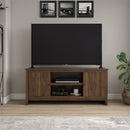 TV Stand For TVs Up To 65" With Open Shelves And Storage Cabinets - Walnut