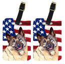 USA American Flag with Norwegian Elkhound Luggage Tag