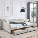 Upholstered Tufted Daybed With Drawers, Waved Arms by Unique Piece Furniture