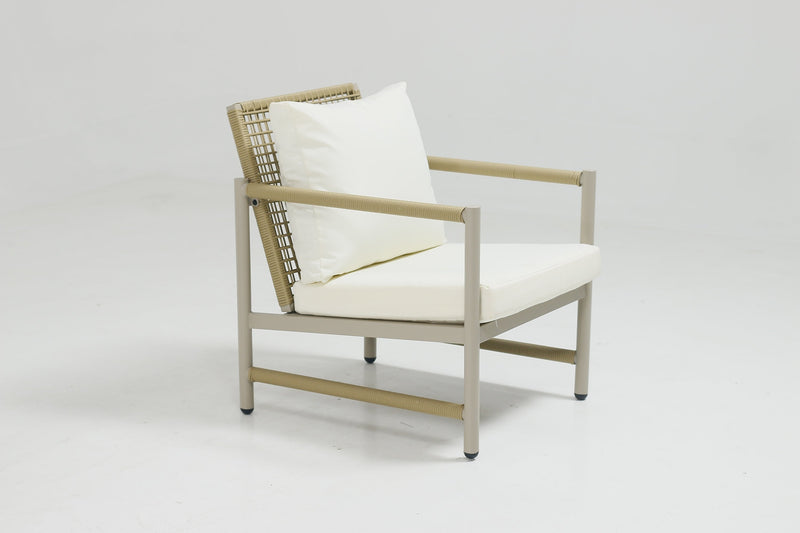 4 Pieces Patio Furniture Set, PE Rattan Wicker 4 Pcs Outdoor Sofa Set w/Washable Cushion and Tempered Glass Tabletop, Conversation Furniture for Garden Poolside Balcony