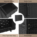 K&K 47.5"W Wicker Outdoor Storage Cabinet with Tempered Glass Top by HouseOfZazla