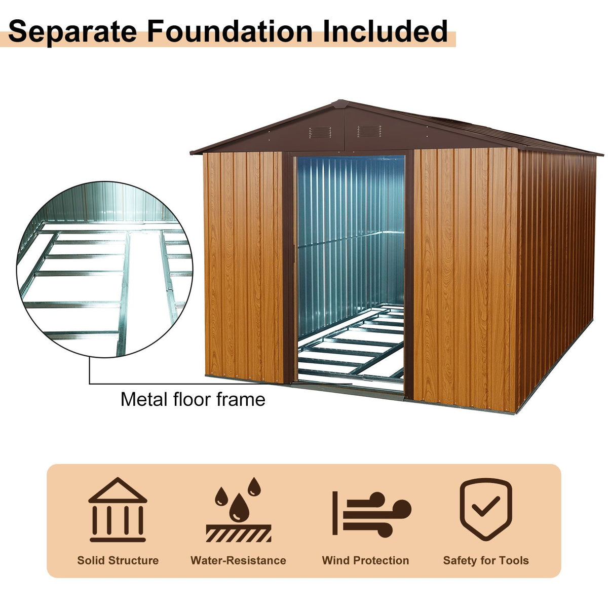 Outdoor Metal Storage Shed With Floor Base, photo 36 of 40