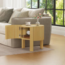Round Fluted Side Table with Storage