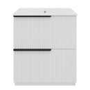 Fluted Bathroom Vanity With Ceramic Sink, Freestanding Cabinet