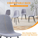 Luxury Simple Chair Linen Cotton High Resilience Dining Chair With Black Metal Legs (Set of 4) - Light Gray by Unique Piece Furniture