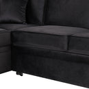 87.4" Sleeper Sofa Bed,2 in 1 Pull Out sofa bed L Shape Couch with Storage Ottoman for Living Room,Bedroom Couch and Small Apartment, Black