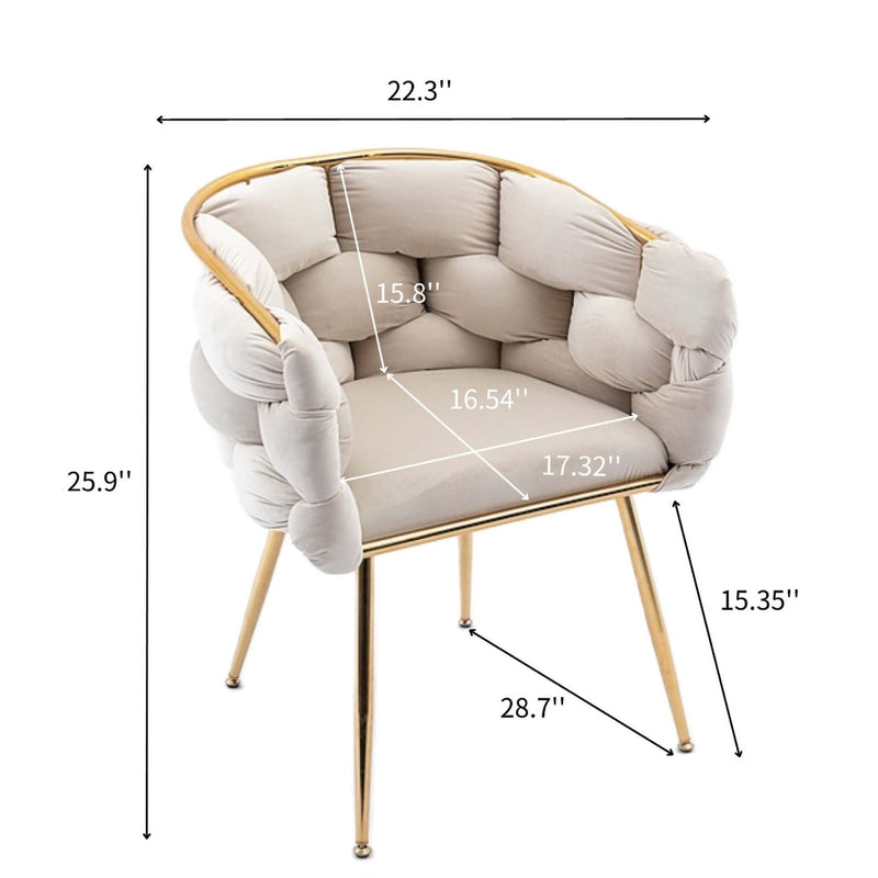 Luxury modern simple leisure velvet single sofa chair bedroom lazy person household dresser stool manicure table back chair beige