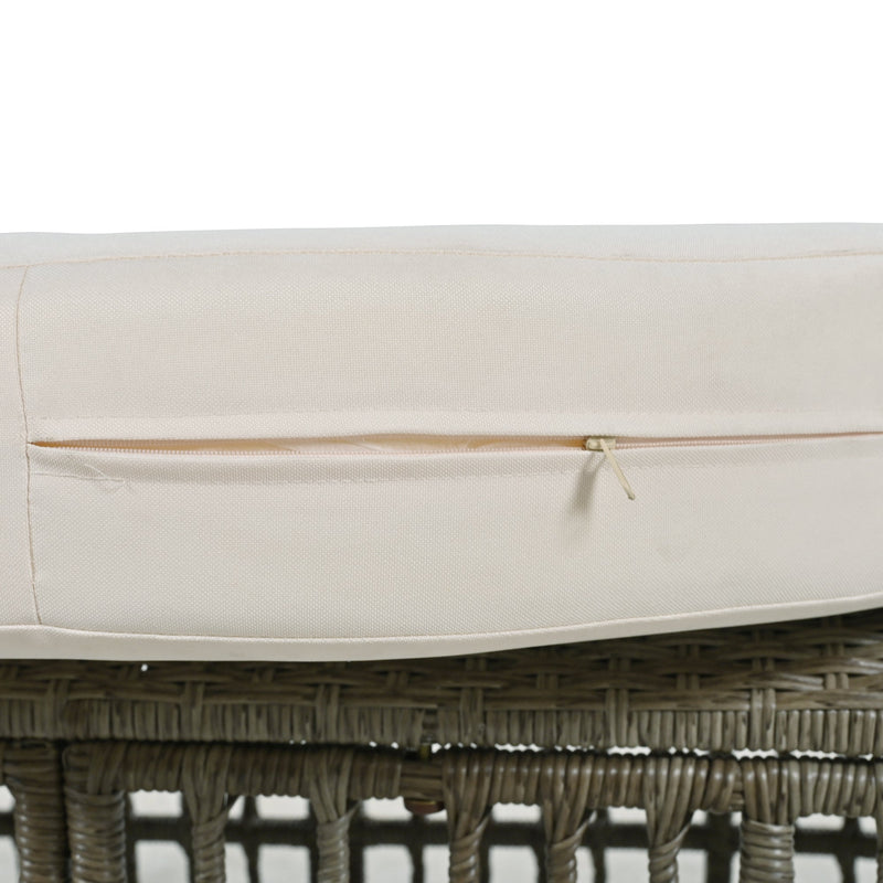 4-Piece Rattan Outdoor Patio Conversation Set with Seating Set for 5 and Coffee Table for Porch, Backyard and Garden (Brown Grey)