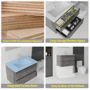 24 Inch Floating Bathroom Vanity with Sink, Soft-Close Drawer, Ceramic Sink, Plywood by HouseOfZazla