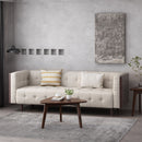 Contemporary Mid-Century Charm 3 Seater Sofa With Button Tufted Waffle Stitching by HouseOfZazla