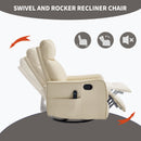 Beige Heat Massage Manual Recliner Chair with Rocker and Swivel