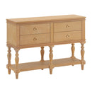 Console Table With 4 Soft Close Drawers, Thick Bottom Shelf For Living Room - Natural by HouseOfZazla