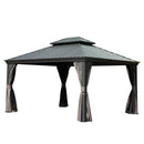 10' x 12' Hardtop Gazebo Outdoor Metal Gazebo with Galvanized Steel Double Roof Canopy, Aluminum Frame, Curtains and by HouseOfZazla