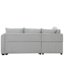 82.6" L-shaped Sectional Pull Out Sofa Bed Sleeper Sofa with Two USB Ports, Two Power Sockets and a Movable Storage Ottoman, Gray
