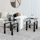 Modern Tempered Glass Tea Table, End Square Table For Living Room (Set of 2) - Black by HouseOfZazla