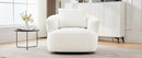360° Swivel Barrel Sofa Chair with Throw Pillow, Chenille Upholstered Accent Chair, Beige, 38.2'