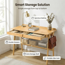 Solid Wood Writing Desk with 2 Drawers & Storage Shelf by HouseOfZazla