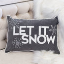 Nneka Let It Snow Gray Velvet Lumbar Pillow with Insert 14x20