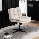 Large Size Armless Home Office Desk Chair Vanity Chair No Wheels - Beige by HouseOfZazla