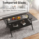 Rectangle Coffee Table With Tempered Glass Top And Shelf, Modern Table For Living Room by Unique Piece Furniture