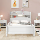 Wood Platform Bed With Built In LED Light, Storage Headboard And Guardrail by HouseOfZazla
