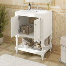 Modern Bathroom Vanity With Sink, Rectangular Cabinet With Open Shelf And Closed Storage by HouseOfZazla