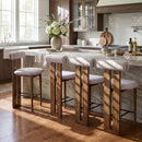 Renee Indoor Modern Split-Back Rubber Wood Counter Stool