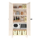 71'' 2 Shapely Door Cabinet With Lock, Metal Storage Cabinet with Doors and Adjustable Shelves, for Kitchen, Bedroom, Living Room(Beige)
