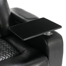 270 Degree Swivel PU Leather Power Recliner Individual Seat Home Theater Recliner with Comforable Backrest, Tray Table, Phone Holder, Cup Holder, USB Port, Hidden Arm Storage for Living Room, Black