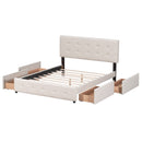 Upholstered Platform Bed With Classic Headboard And Drawers, No Box Spring Needed by Unique Piece Furniture