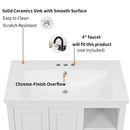 30" Bathroom Vanity with Sink, Bathroom Storage Cabinet with Doors and Drawers, Solid Wood Frame, Ceramic Sink, White