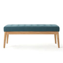 Vibratory Button Tufted Upholstered Ottoman with Splayed Wooden Legs by HouseOfZazla