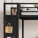 Twin XL Over Twin XL Metal Bunk Bed with Storage Shelves
