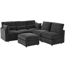 Modern Modular U-Shaped Sofa Bed With Movable Ottoman, USB Ports, Phone Holder by HouseOfZazla