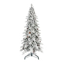 8 FT Flocked PE/PVC Christmas Tree with 44 Natural Pine Cones