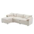 Modular Sectional With Deep And Wide Seat, Cloud Couch Set With Double Cushions Sofa With Movable Ottoman by HouseOfZazla