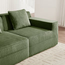 Armless Sofa with Pillow - Green Corduroy
