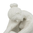 10.5x4.5x9' Seated Stone and Resin Woman Figurine with Smooth White Finish by HouseOfZazla