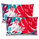 2 Pack Outdoor Lumbar Pillow Covers - Tropical Leaves